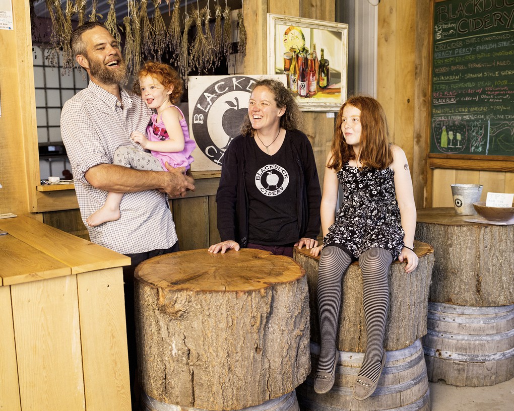 Blackduck Cidery, Ovid, NY: (from left) John Reynolds, Pippin, Shannon O'Connor, and Idunn. About this photo.