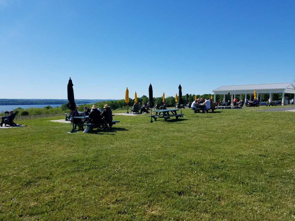 During the peak season from May to October, we are tasting outdoors with a great view of Seneca Lake.