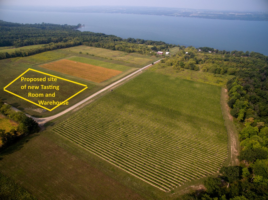 We chose a location on the property that we felt would be large enough to accommodate our needs. This was a space overlooking the vineyard, with an expansive view of Seneca Lake.