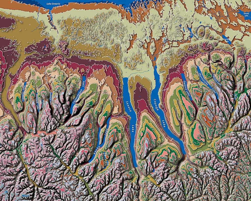 The Finger Lakes were formed by glaciers that advanced and receded from the north in Canada. The successive periods of glaciation formed the unique characteristics of the area. The eleven, long, narrow Finger Lakes remained when the last glacier melted. Some of these lakes, particularly Seneca and Cayuga, are extremely deep.