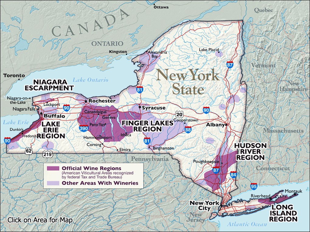 The Finger Lakes are located in an agricultural region in central New York. Grapes have been cultivated in the area since the 1850's. The area was originally settled in the early 1800's and grew rapidly when the Erie Canal opened in 1825.